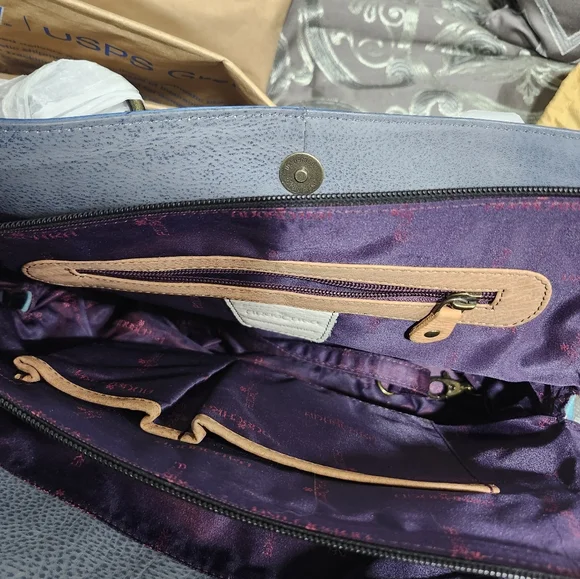 Anuschka Midnight Peacock Purse And WalletHandpainted Genuine Leather